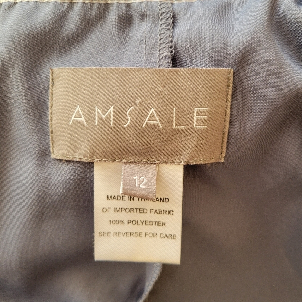 Amsale‎ Smoky Blue Cutout Long Chiffon Gown Size 12 - Picture 5 of 5